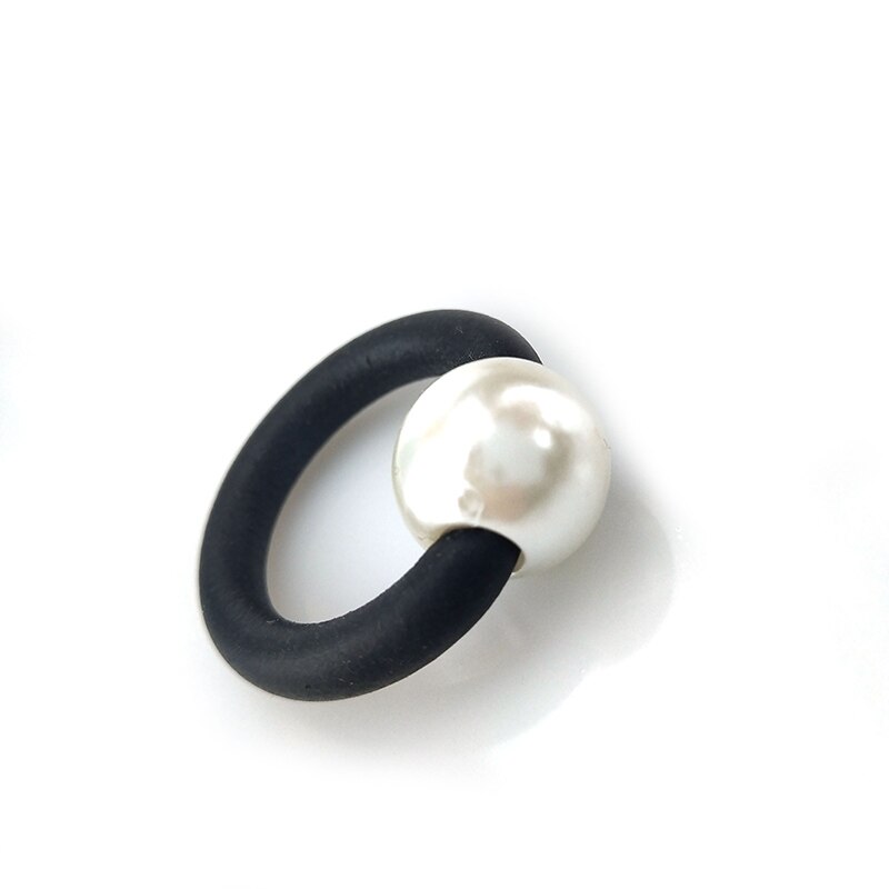 Ukebay Parel Ringen Mode Rubber Sieraden Elasticiteit Ring Vrouwen Lichaam Accessoires Eenvoudige Handgemaakte Sieraden: white