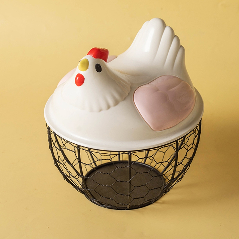 Chicken Egg Basket Metal Wire Chicken Egg Storage Basket Cute Portable Chicken Egg Holder Fresh Egg Holder for Pantry: Yellow