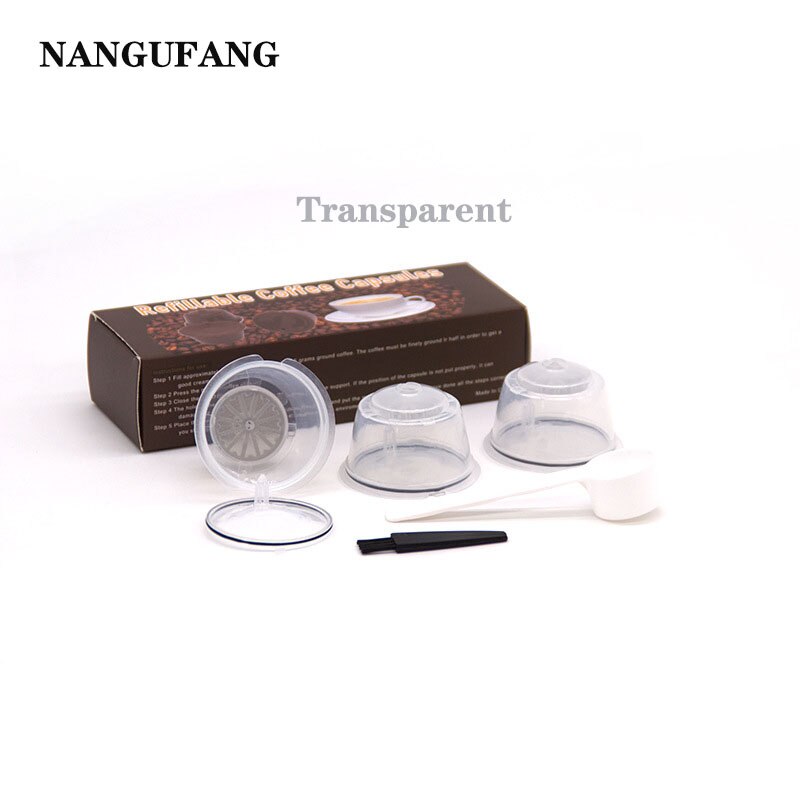 1/2/3pcs reusable coffee filter for Nescafe Dolce capsule filter cup with scoop brush cover，atible Genio Piccolo Esperta Mini Me: 3pcs Transparent