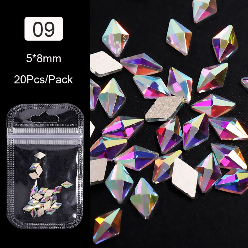 100PCS/Bag Crystals Clear Sharp Flat Back AB Glass Rhinestones Glittering Rhinestone Nails Art Decoration DIY Accessories: 25