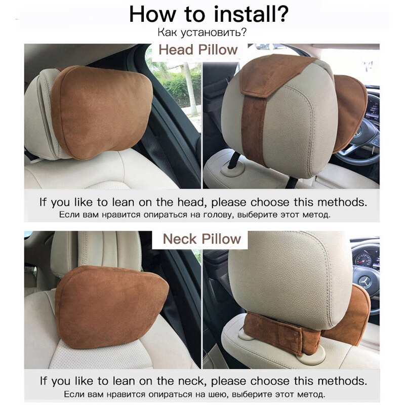 Ensemble de coussins de voiture en pur latex, oreiller orthopédique pour appui-tête en soie, protège le cou, soulage les douleurs à la tête, coussin de siège de conduite, oreiller automatique