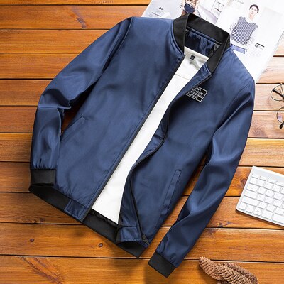Dimusi bomberjakker til mænd til #39 overtøj slim fit tynde frakker mænd streetwear baseballjakker chaqueta mærke tøj 8xl: Mørkeblå / M