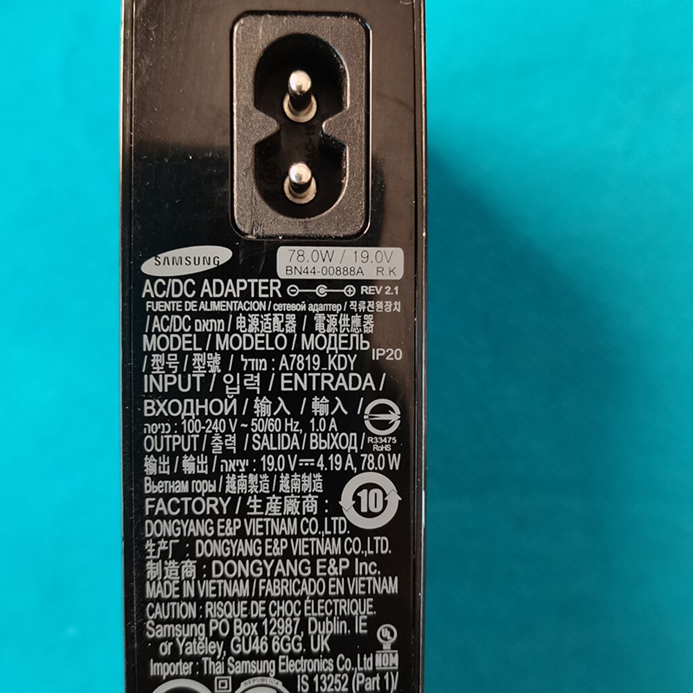 Für Samsung Monitor AC Adapter Netzteil A7819_KDY 19V 4,19 EINE 78W BN44-00888A LC27FG70F LC27FG73FQ LC34F791WQNXZA BN44-00888B