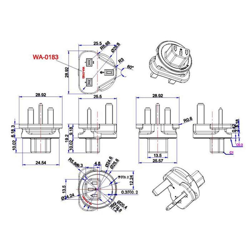 Wa-0183 Uk Mannelijke Iec 320 C13 Adapter, Uk 3 Pole Male Naar Iec Vrouwelijke Adapter