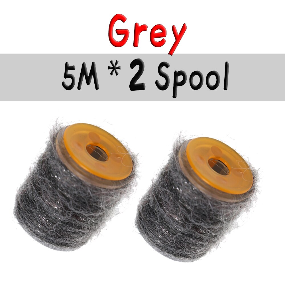 WIFREO-Cuerda de doblaje de 10M, hilo de hilo para insectos sucios, hilo moteado de Caddis, gusano, mosca seca, camarón, atado de moscas fibrosas, materiales de atado: 2pcs Grey
