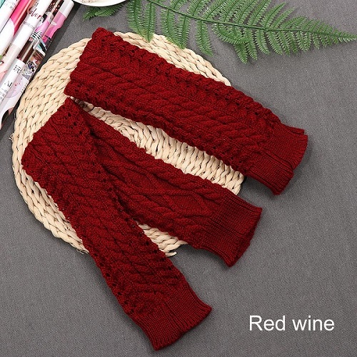 Winter Gestrickte Häkeln Knie Hohe Lang Strumpf Frauen sexy Oberschenkel Hohe Strumpf bleibe hoch Beinlinge Stiefel Leggings Collant Femme: Burgund