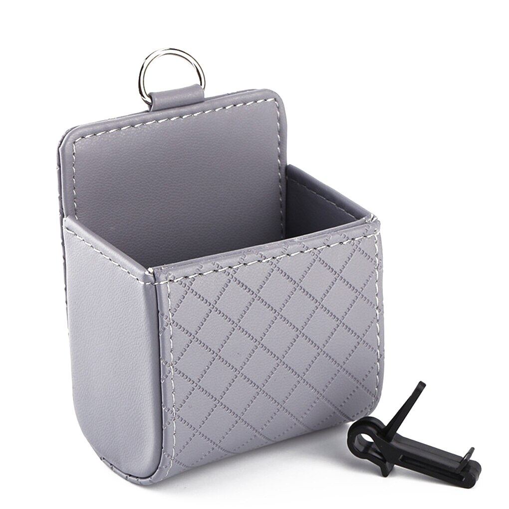 Boîte de rangement pour téléphone portable, , Durable, étanche, Installation facile, peau d'agneau, sortie d'air de voiture, poche: D