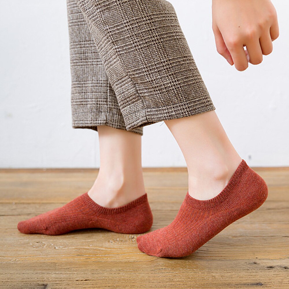 1 Pair Soft Women Socks Solid Color Shallow Mouth Breathable Comfortable Socks Women Cotton Non Slip Boat Cotton Socks