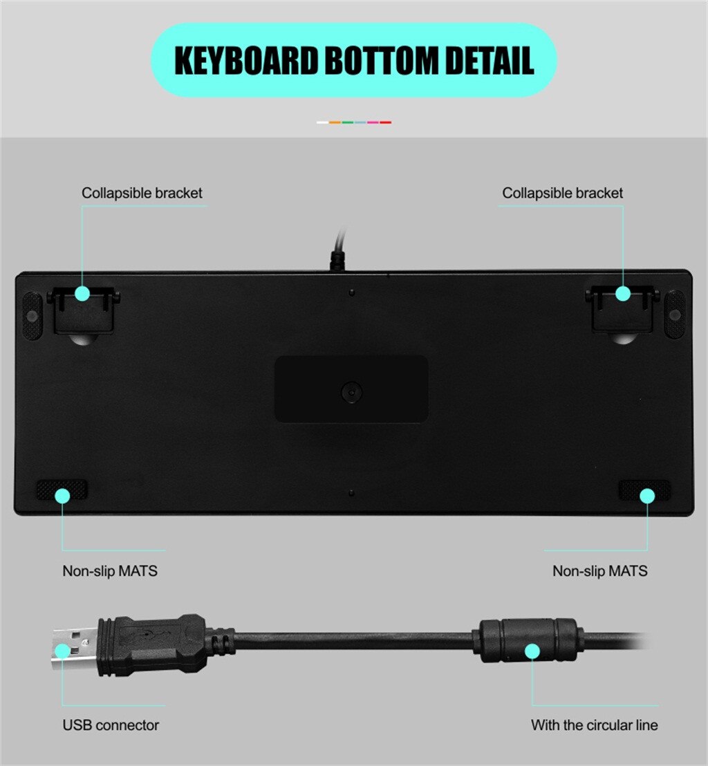 K550 Mechanical USB Wired Keyboard 87 Keys Gamer Keyboards For PC Colorful LED Illuminated Backlit Gaming Keyboard