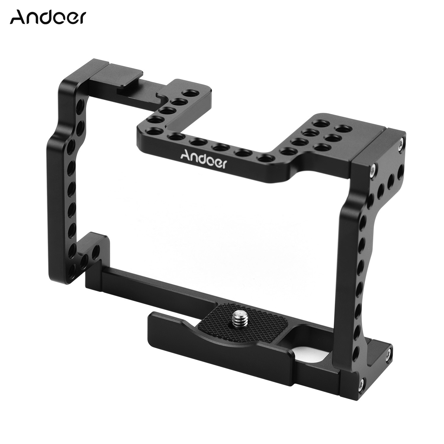 Andoer Camera Cage Rig Aluminium Met Koud Schoen 1/4 Draad Compatibel Met Canon M50 Mirrorless Camera