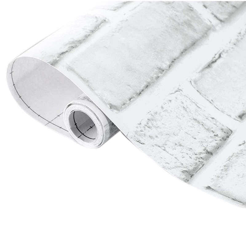 Papel tapiz de ladrillo blanco, papel pintado de ladrillo adhesivo 3D, papel tapiz de pared removible de ladrillo con textura de imitación: Default Title