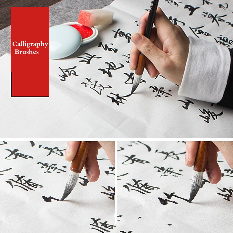 Multiple Hair Chinese Painting Writing Brush Set S/M/L Regular Script Beginner Calligraphy Handwriting Practice Craft Supply