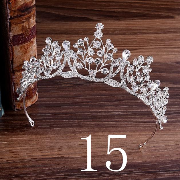 Blau verrotten Grün Hochzeit Haar Zubehör Kristall Tiara Für Bräute Krone Kopf Stück Braut Haar Zubehör Kronen Königin Diadem: 15
