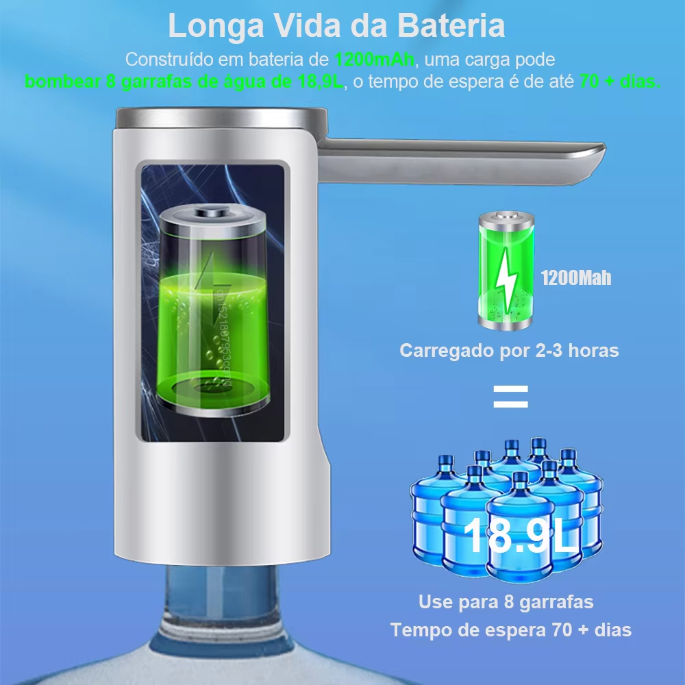 Elektrische Wasser-Gallonen-Flaschenpumpe, automatische Wasserspenderpumpe, 19 Liter, faltbare Schreibtisch-Wasserflaschenpumpe, H3, wiederaufladbar