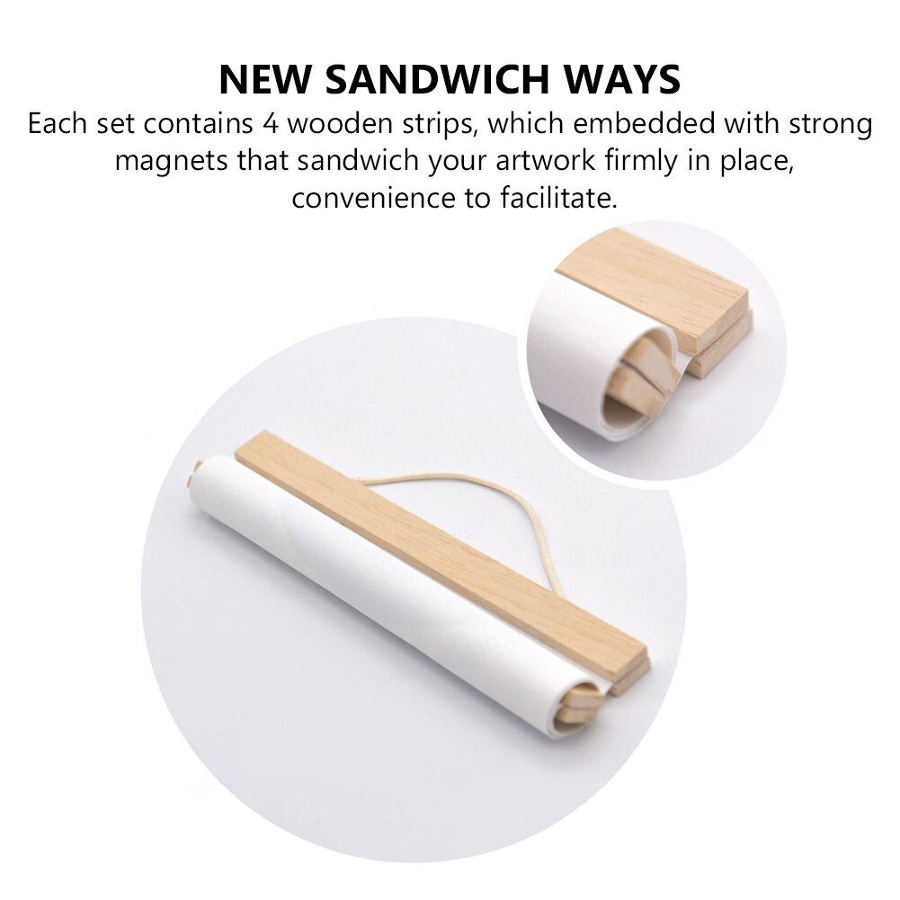 Teak/ramin/MFD Magnet Wooden Picture Photo Frame Poster Scroll Artwork Hanger 21/30/40/50/60cm Frame Length With Lanyard Rope