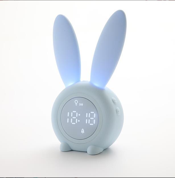Xiaomi tegneserie sød kanin usb studerende mute timer førte digital vækkeur vægur natlys: Blå