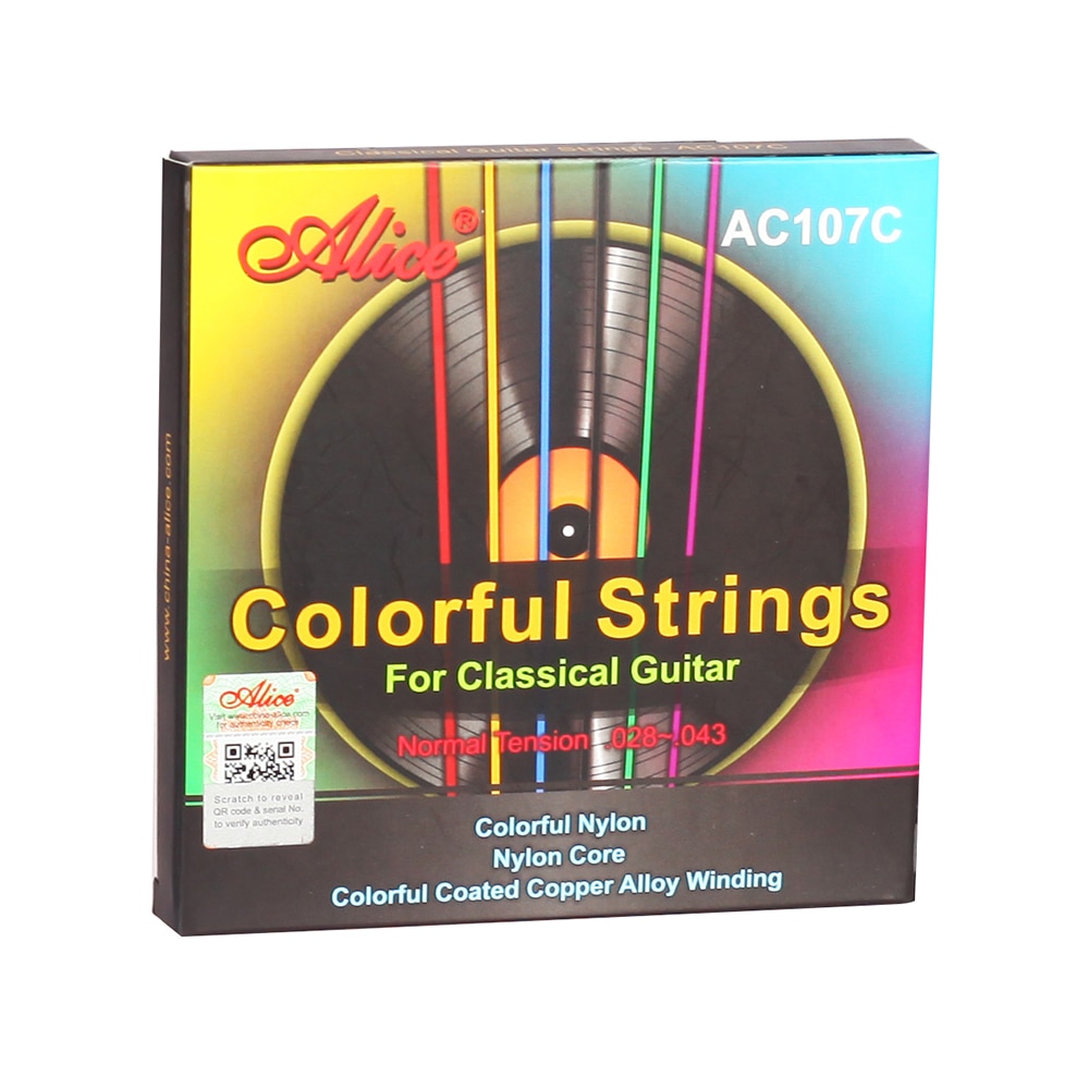 Cuerdas de guitarra clásica Alice 6 unids/set cuerdas de fibra de nailon para guitarra instrumentos musicales clásicos piezas de guitarra A106/107C-N: YELLOW