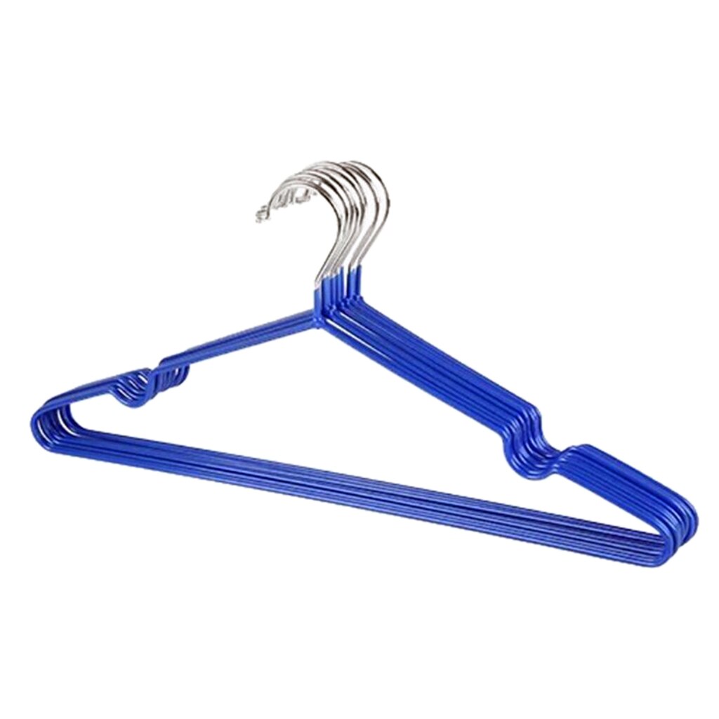 PVC Coated Metal Hangers (10 Pack) Non Slip U-Slide Hanger, Ultra Thin Space: Blue