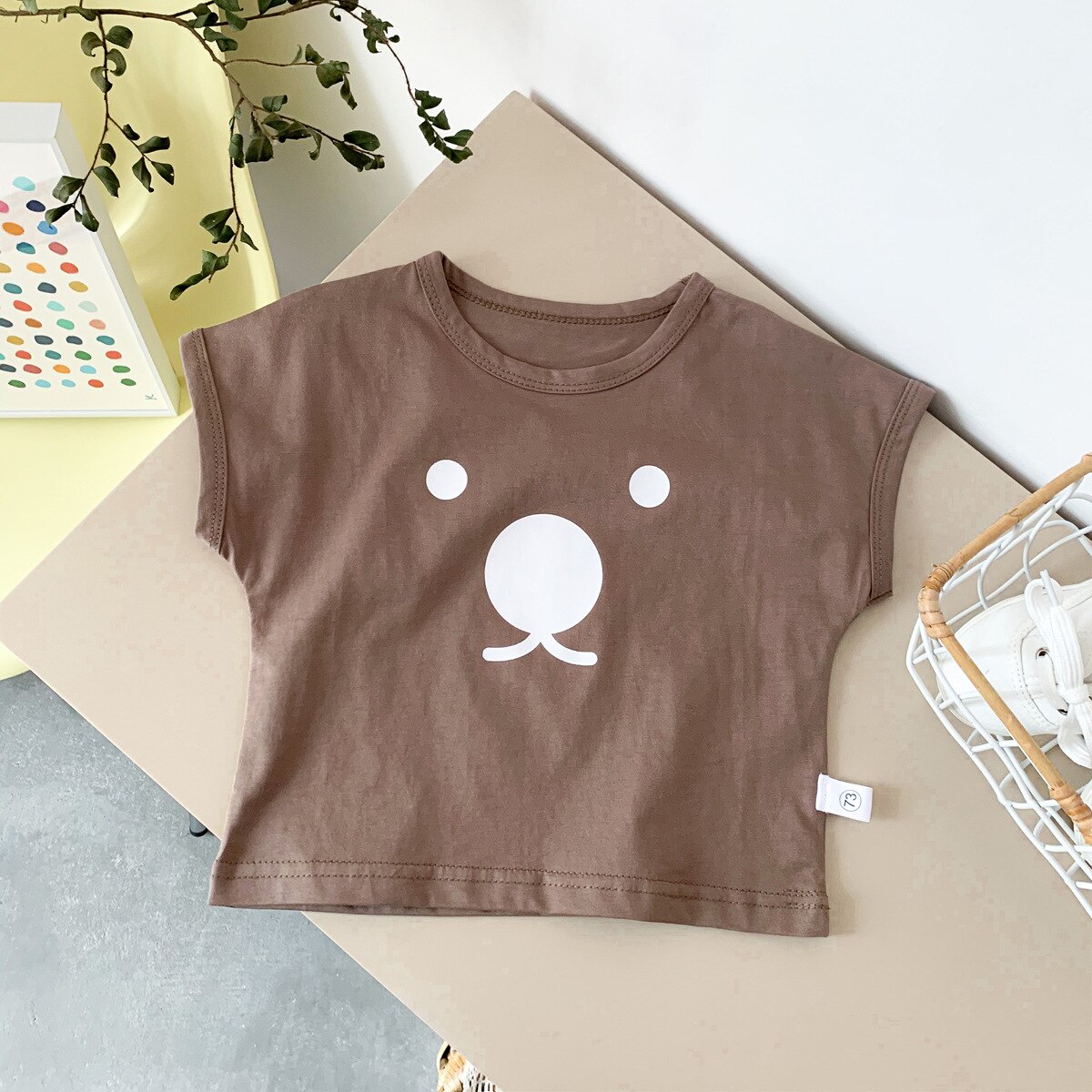 2022 Summer Baby Cartoon T Shirt Cute Bear Print Kids Short Sleeve T Shirts For Boys Girls Cotton O-neck Tops Infant Tee: brown / 3T  100cm