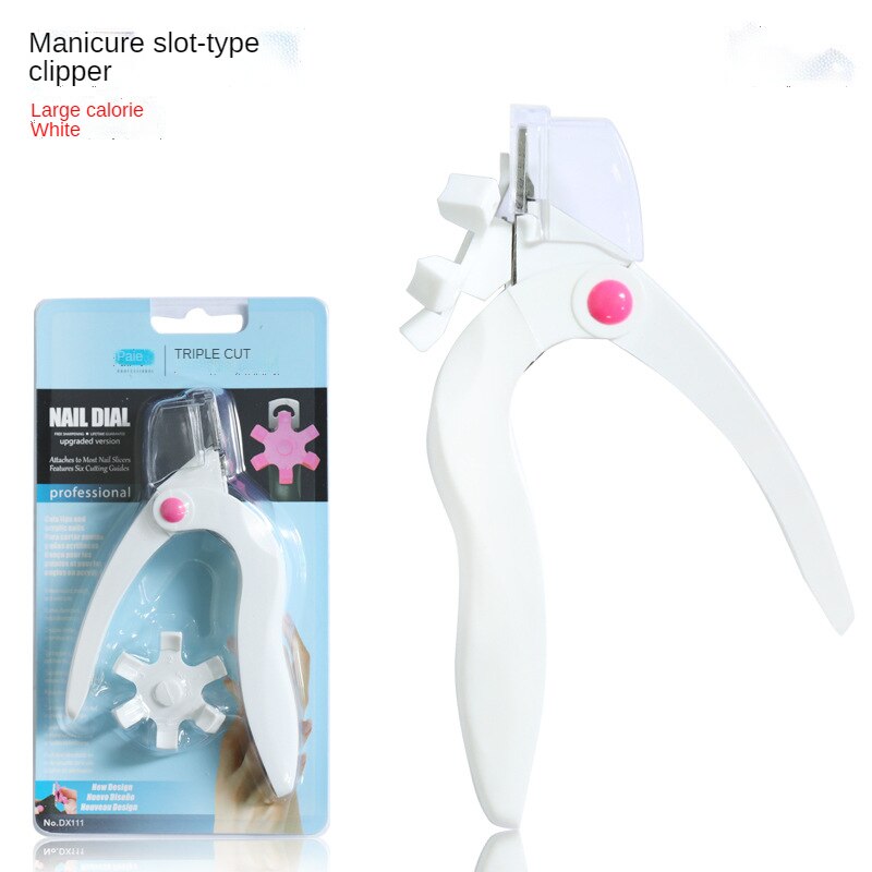 Cortador de Punta acrílica de Triple corte, Dial de medición (5 opciones de tamaño), cortaúñas acrílico , herramientas de manicura: White