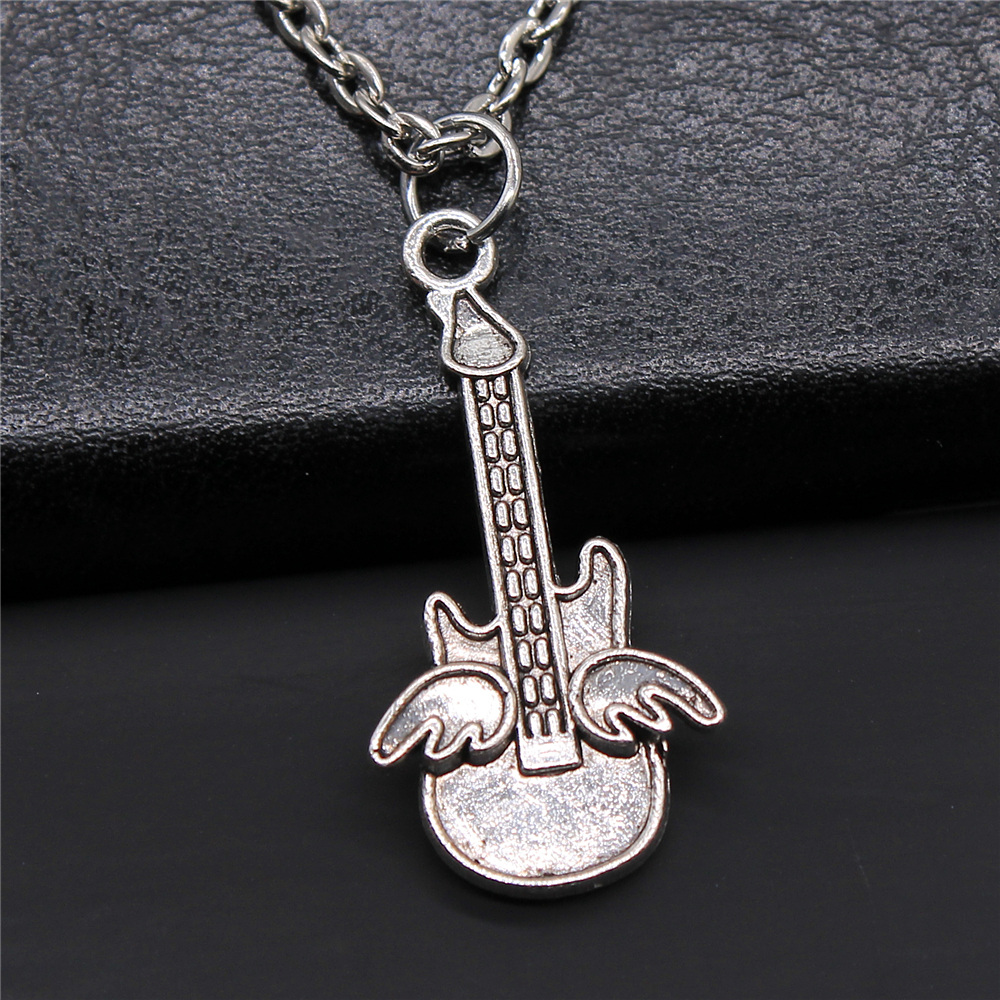 Musical Jewelry For Women Men Girl Boys Musical Note Microphone Drum Guitar Violin Pendant Necklace Antique Silver Color: N2-B14429