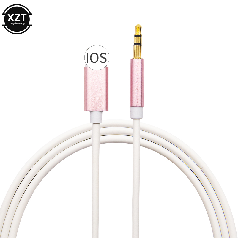 Für Blitz auf 3,5mm Buchse Auto-Audio-Kabel für iPhone 14 13 12 7 8 x Adapter Audio-Übertragung Stecker auf Stecker Aux-Kabel 1m Kopfhörer: Rosa