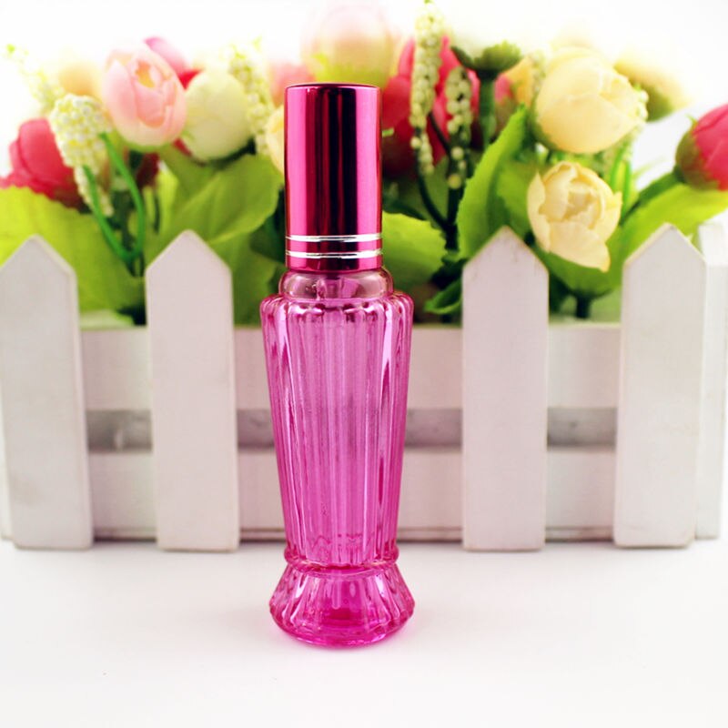 10 stuks/partij 15ml kleurrijke glazen parfumflesjes dikke mini lege geur cosmetische verpakking sprayfles hervulbare glazen flesjes: Roze
