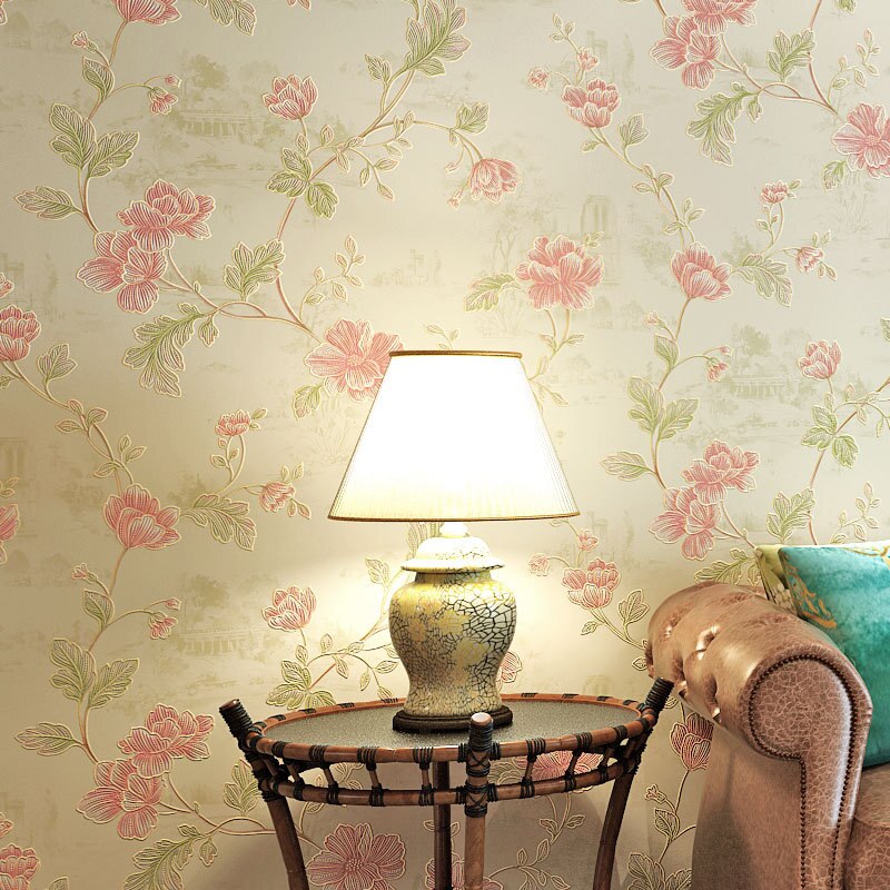 Ikke-vevd tapet amerikansk land pastoral liten floral soverom hotell hotell prosjekt spesielle tapeter stue dekor lys