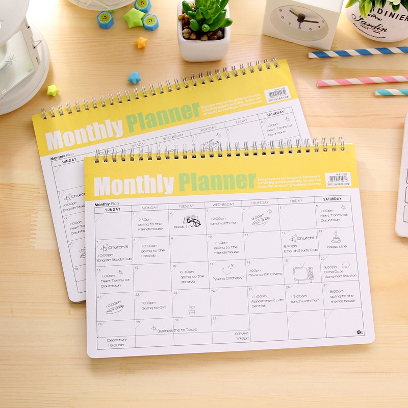 Notebook kawaii Daily Weekly Monthly Yearly Calend... – Grandado