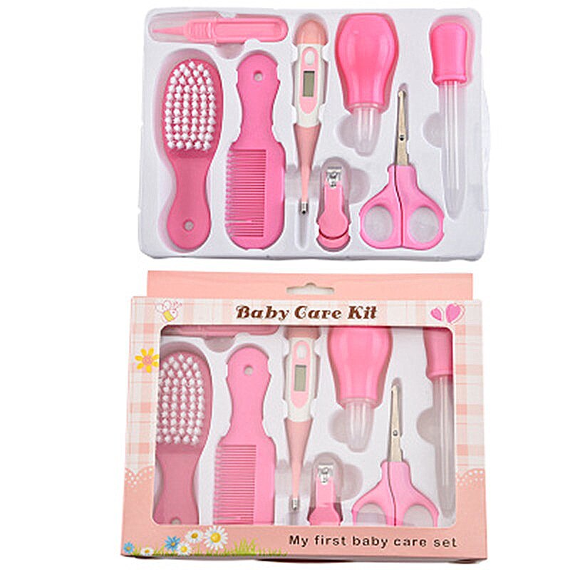 8 pz/set cura dei bambini aspiratore nasale termometro elettronico set tagliaunghie per bambini kit per il regalo del bambino: pink