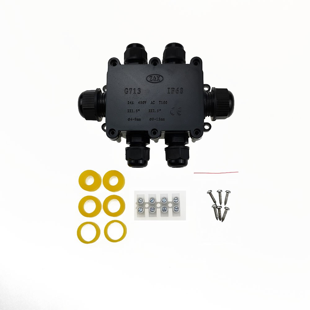 Junction Box IP68 Waterproof UV Sunproof Outdoor Multiple ways Plastic Electrical Junction Box Case Cable Wire Connector Protect: 6P