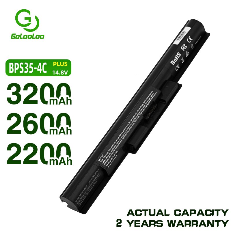 Golooloo 4 celdas 3200mAh batería de la batería BPS35A VGP-BPS35A SVF1521A2E SVF15216SC SVF15217SC para Sony VAIO Fit 14E 15E BPS35 serie