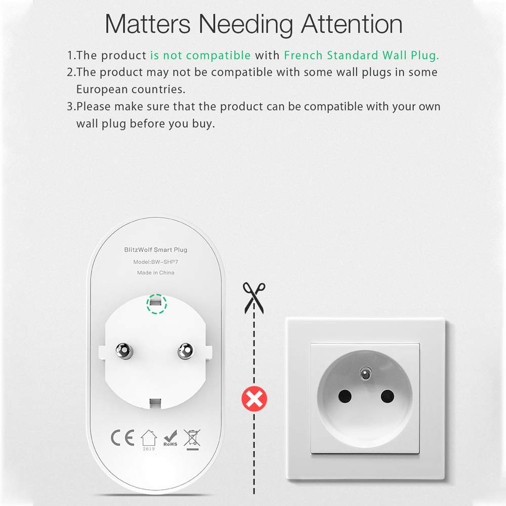 BlitzWolf BW-SHP7 16A 2 en 1 enchufe Dual de la UE inteligente WIFI Socket Switch Control Remoto interruptor temporizador trabajo con Google asistente/Alexa