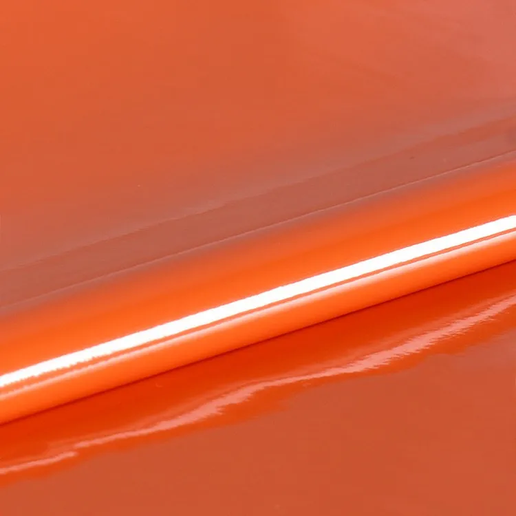 Shiny Glossy Soft Vinyl Patent Leather Fabric Elastic PVC Fabric Material for Dress Upholstery 140CM Wide Sold By Meter: XXL / Orange