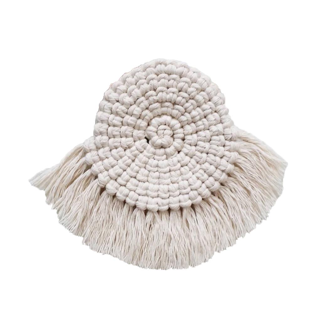 Flettet bordmatte koppunderlag håndvevd veggteppe macrame vegghengende boho dekor hjem dekorasjon til kontorleilighet bar: Rød