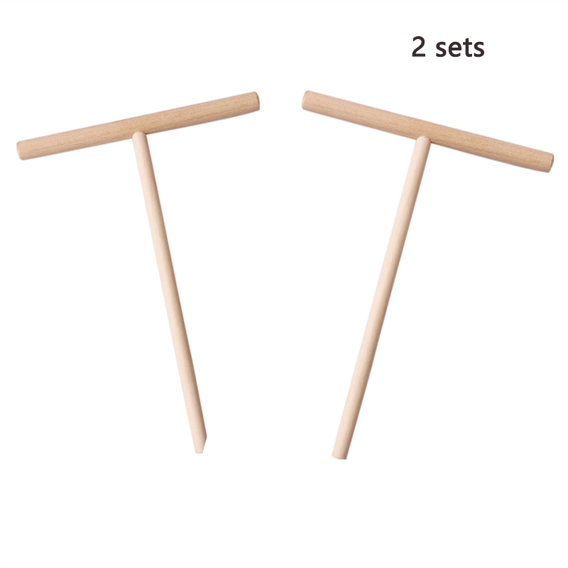Utensilio de cocina para hacer crepes y tortitas, esparcidor de madera para Pizza, palo desmontable, utensilios para hornear Pasta: 2 sets