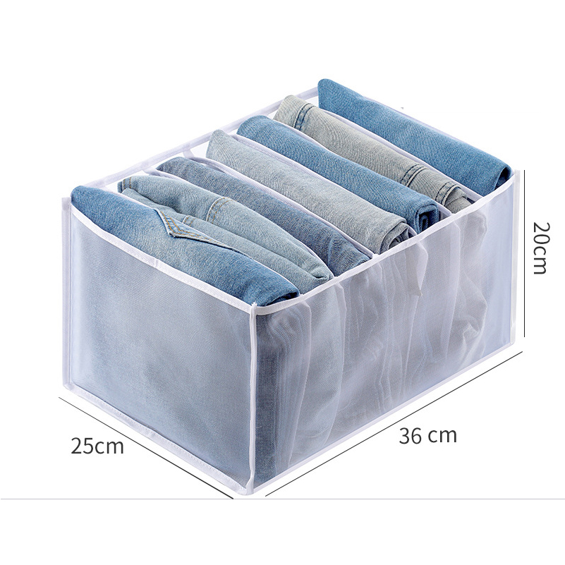 Large Closet Organizer Storage Box Sweater Jeans Underwear T-shirt Organizers Storage Dividers Drawer Wardrobe Organizer: 7 grids jeans-White