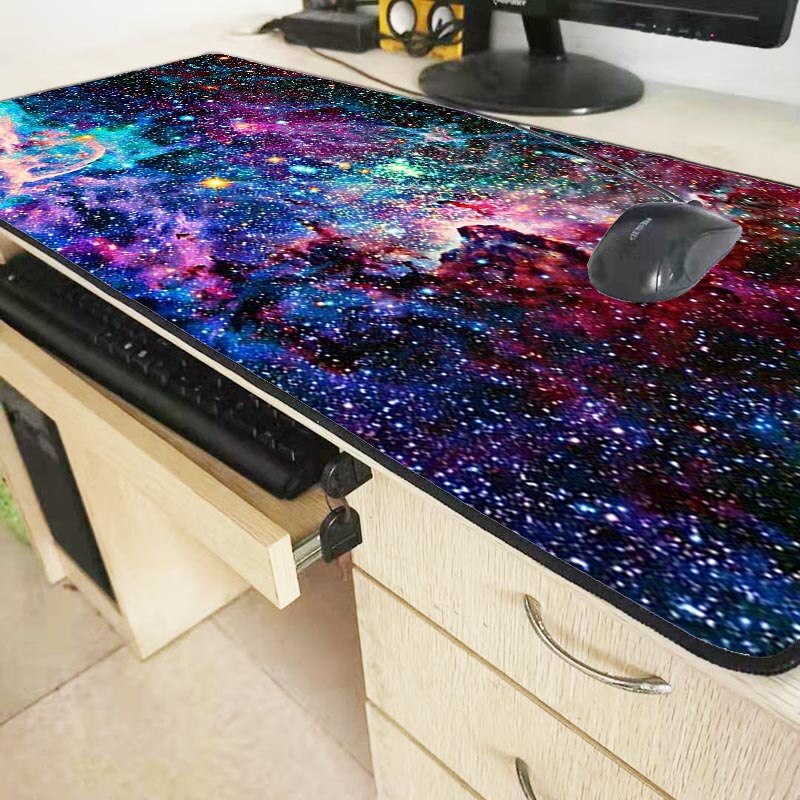 Tamanho impermeável do mousepad da borda do fechamento das esteiras do jogo do gamer do espaço exterior de mairuige para 300*800*2mm e 400*900*3mm projetam a grande almofada do rato