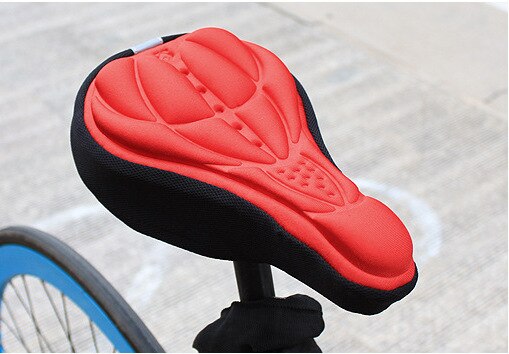 3d komfortable bløde silikone cykel sædeovertræk gel pad åndbar fortykket skum cykel sæde mtb cykeltilbehør: Rød