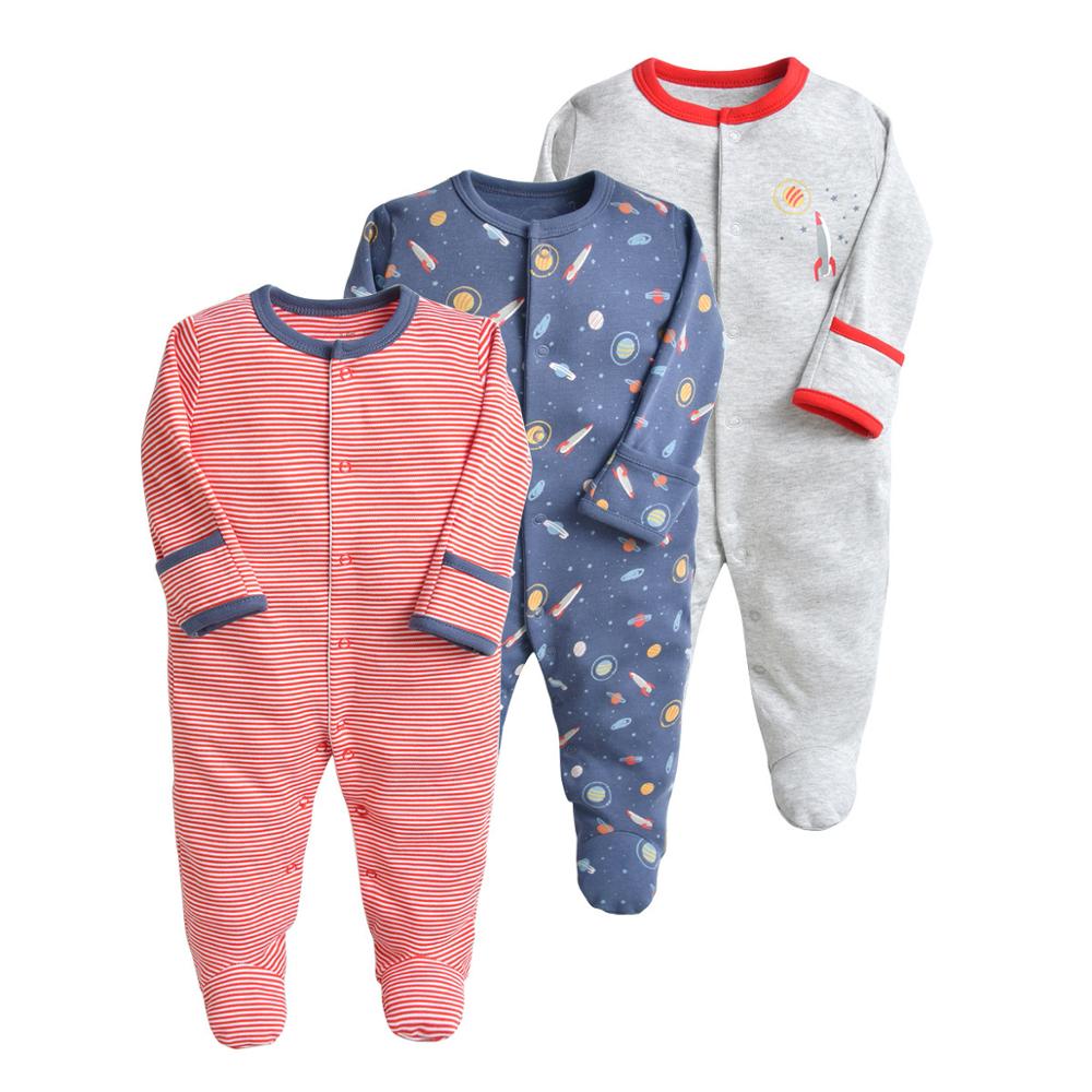 3Pcs Baby Kleding 3-12M Baby Pyjama Baby Jongens Meisjes Katoen Lente Herfst Lange Mouw Jumpsuits Voor jongens: E / 12m