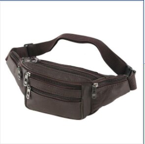 Style Men Leather Casual Fanny Pack Waist Belt Bag Purse Hip Pouch Travel Sports Waist Packs: Brown