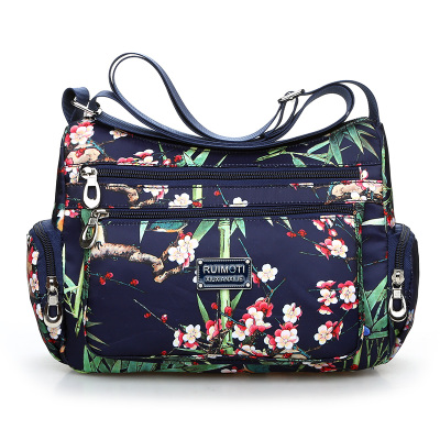 Vandtæt oxford skuldertaske flarol print messenger bag letvægts landlig stil fritidstaske sød frisk modertaske praktisk: 12