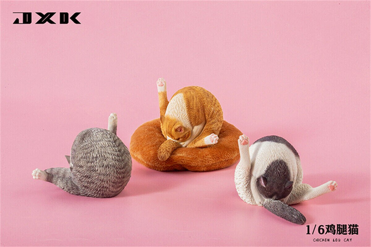 JXK 1/6th Chicken Leg Cat Model Funny Pet Figure Realistic Animal Collector Decoration Ornaments Toys For Children