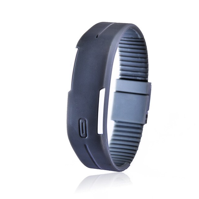 Reloj de mujer para hombre y mujer de Color caramelo, relojes de goma LED para niños, pulsera con fecha, reloj de pulsera deportivo Digital para estudiante,: gray