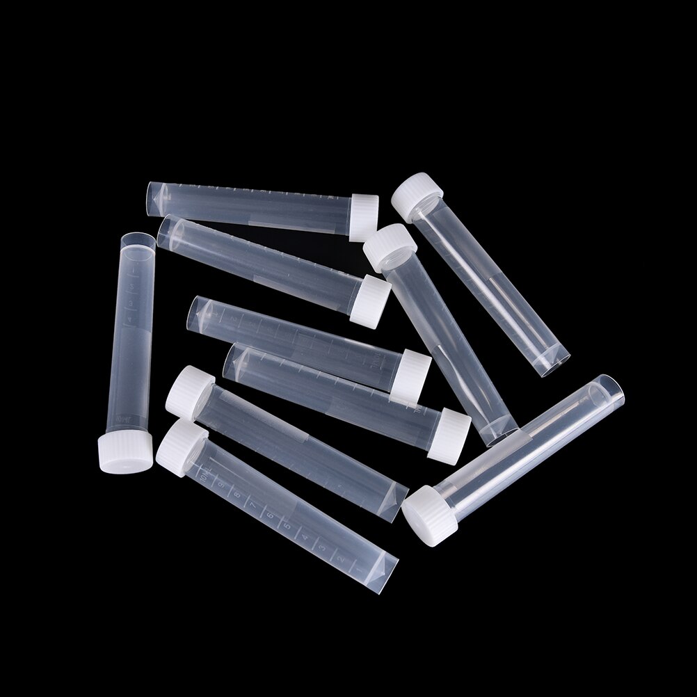10pcsX 10ml Lab Plastic Frozen Test Tubes Vial Seal Cap Container for Laboratory School Educational Suppy
