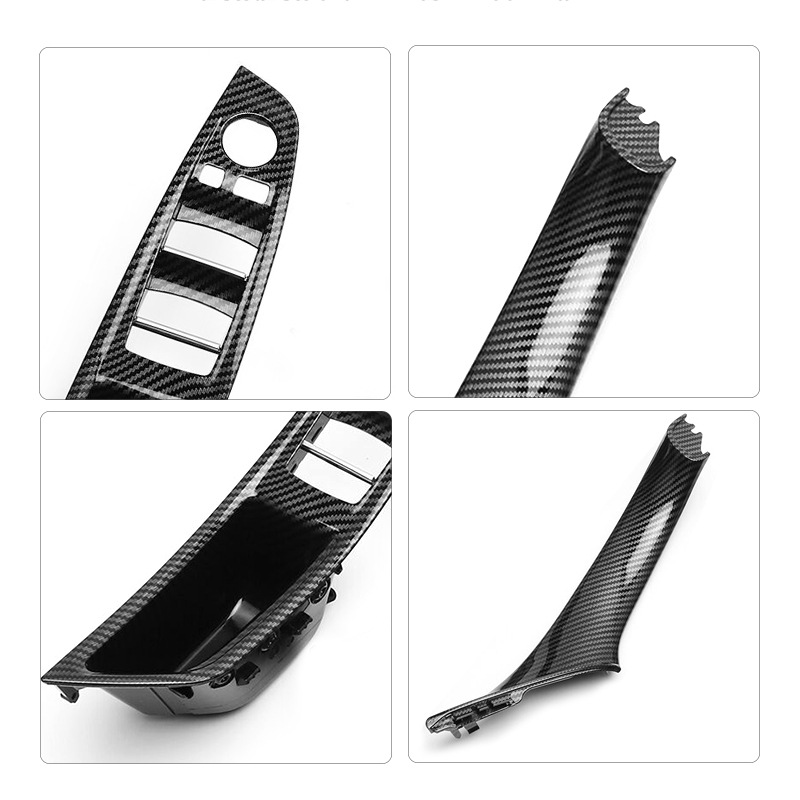 7Pc/Set Left Hand Drive LHD For BMW 5 Series F10 F11 F18 10-17 Carbon Fiber Car Interior Inner Door Handle Panel Pull Trim Cover