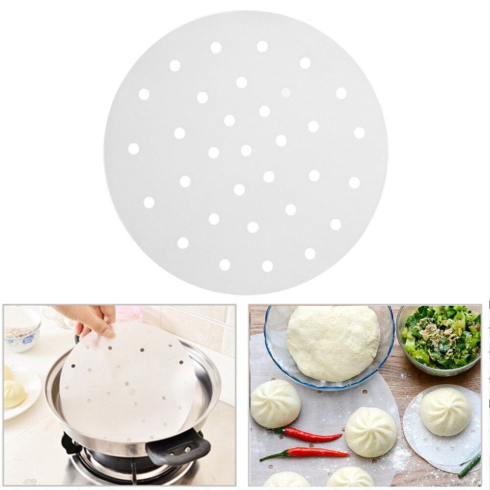 50 stk/pakk bambuskurv dampkoker papir kjøkken matlaging dim sum papir under dampmatte rund non stick dampkoker papir kokekar