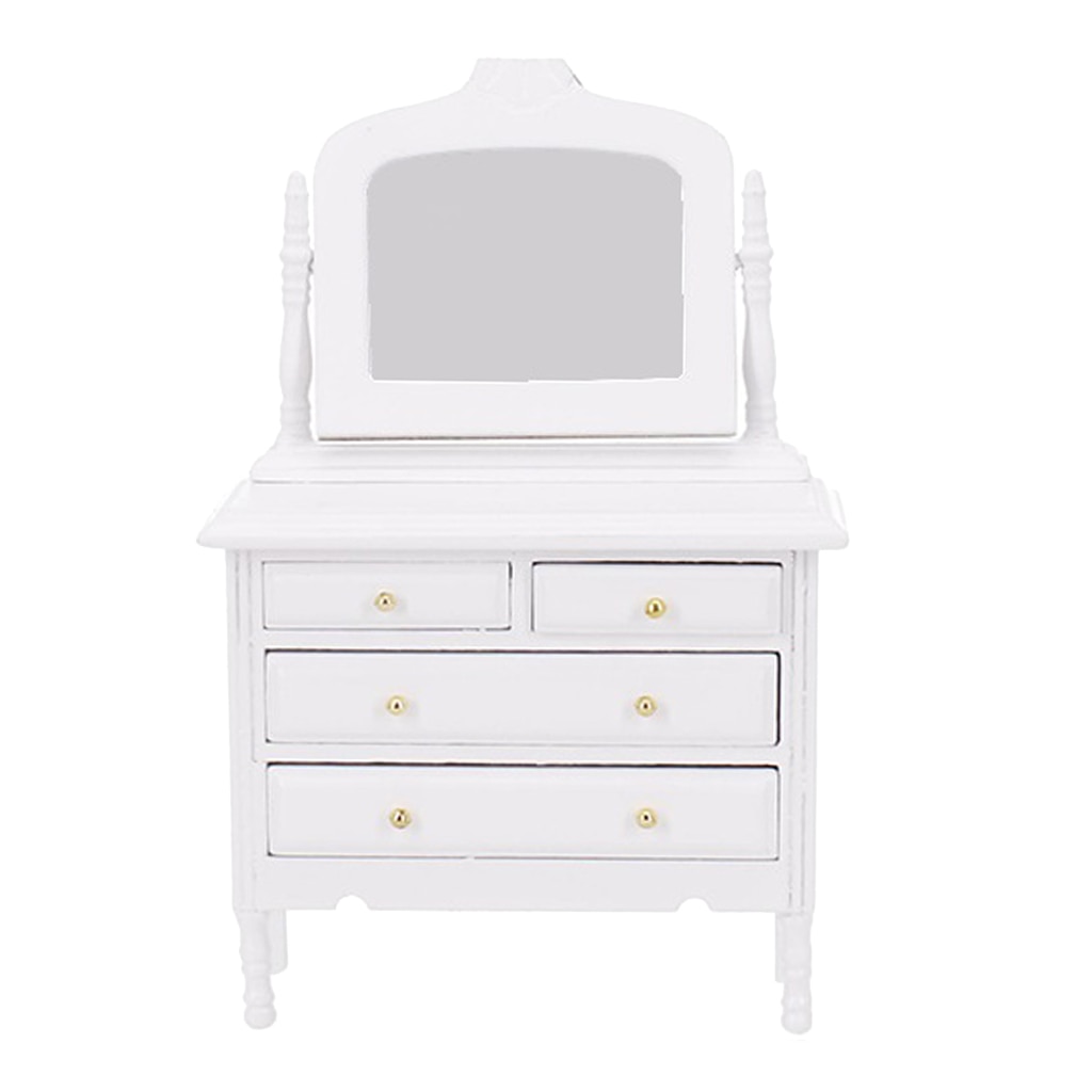 Miniatyr sovrumsmöbler , 1/12 skala smink dressing tbale för dockhus omklädningsrum inredning