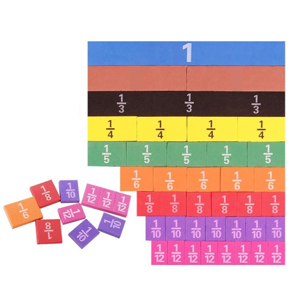 Magnetic Fraction Tiles Rainbown Math Learning Blocks Visual Aids for Kids
