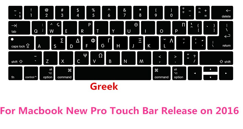 US/ue silikonowy Colemak Dvorak francuski hebrajski klawiatura pokrywa skóry dla Macbook 2017 nowy Pro 13 "A1706 15" A1707 z dotykowym paskiem: Greek
